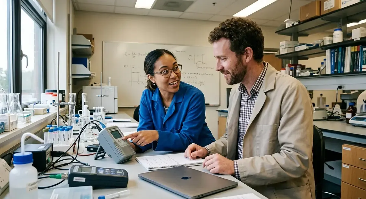 AI-powered research: diverse scientists collaborate, using advanced tech to accelerate scientific breakthroughs.