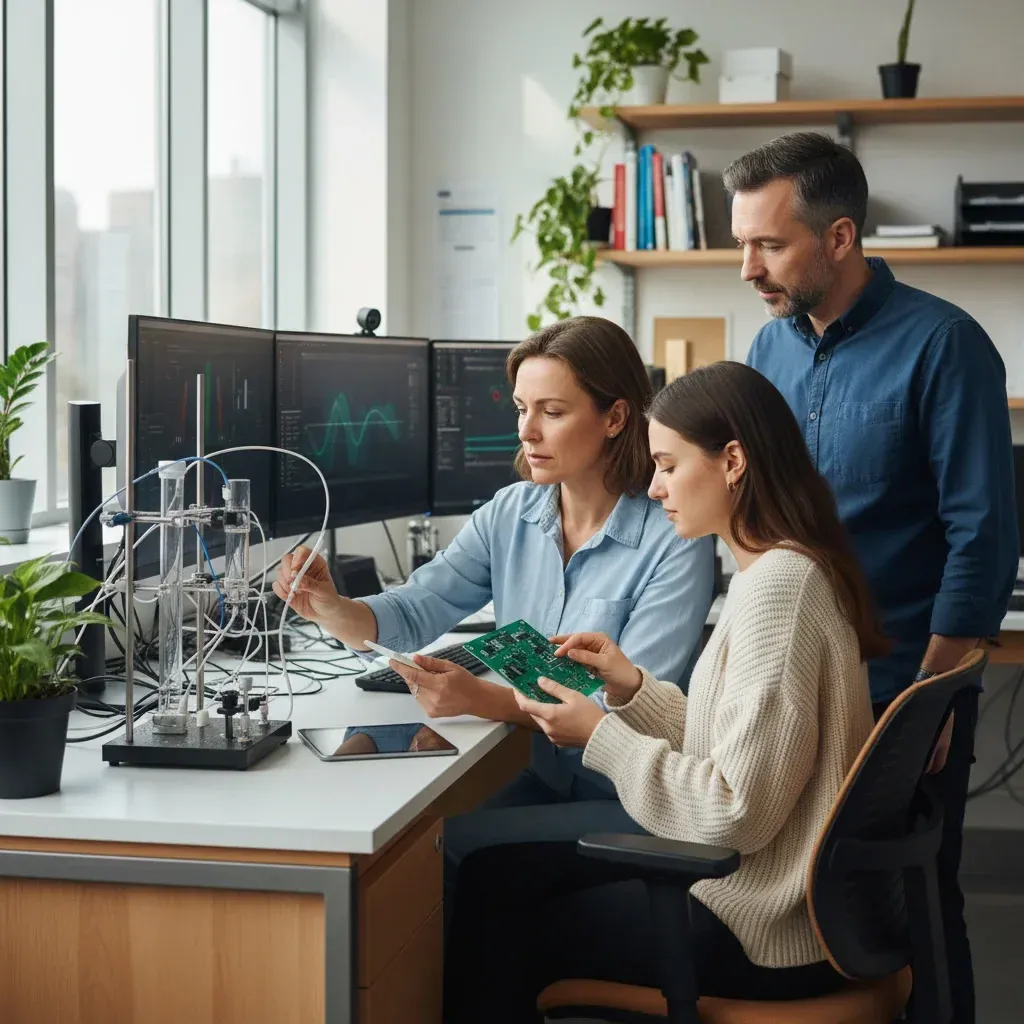 Close-up of a cybersecurity analyst reviewing production trace analysis on a high-tech dashboard, showcasing observability to