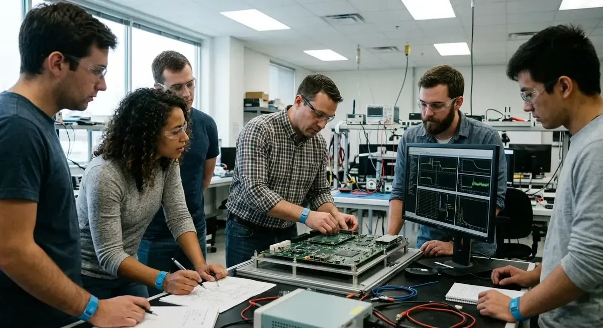 AI storage system with glowing blue data streams, bridging memory gap to microseconds.