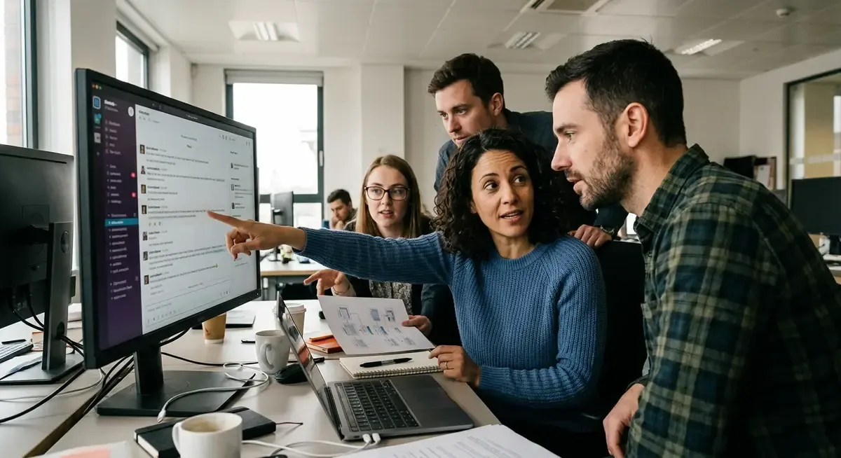 Claude AI chatbot integrated into Slack, Teams, and Discord interfaces, showing collaborative AI tools.