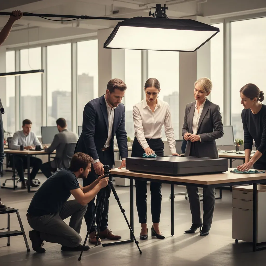 Apple iPhone 17 displayed on a sleek black table, glowing screen shows IDC chart highlighting strong sales despite AI delays.