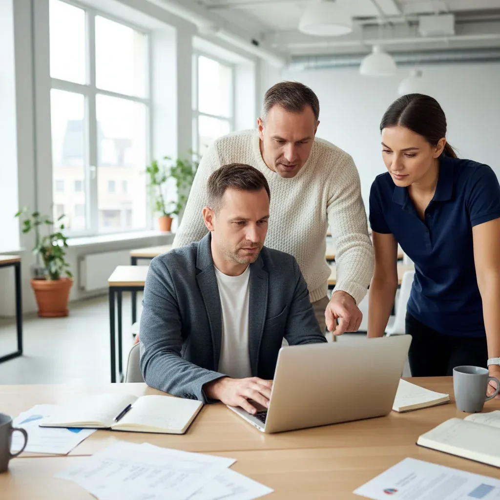 Team of cybersecurity professionals analyzing complex documents and performing light evaluations using deployment agents in a
