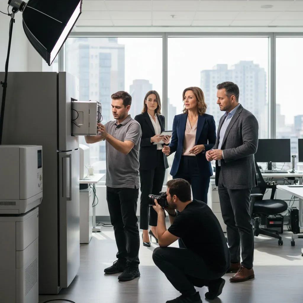 Illustration for: GE Appliances shows package‑scanning fridge with window mode at CES 2026