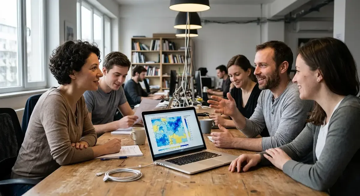 Google's AI weather model updates for accurate precipitation forecasts, showing a detailed weather map.