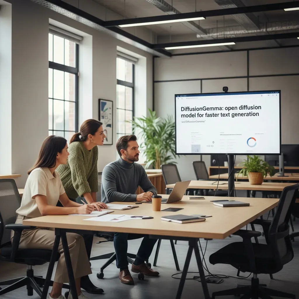 Google’s DiffusionGemma open-source AI model generating text from prompts with advanced diffusion technology for faster, effi