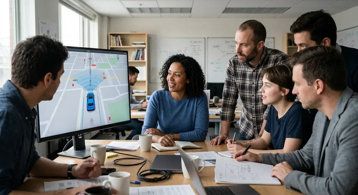 Laplace Intelligence red-teaming self-driving cars and robots in a simulated urban environment.