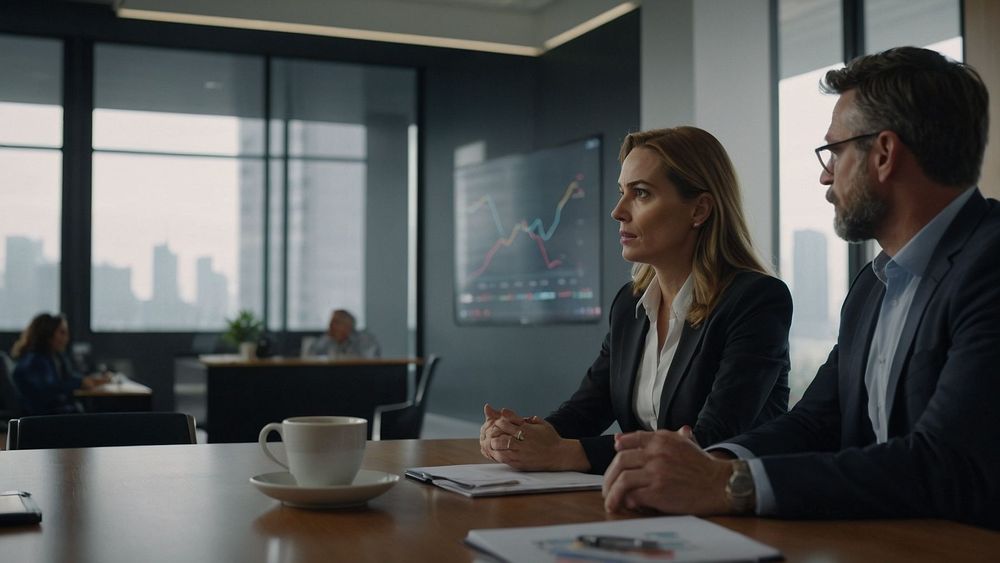 Dario Amodei, in a dark suit, stands at a conference podium with Anthropic logo behind him, gesturing while speaking.