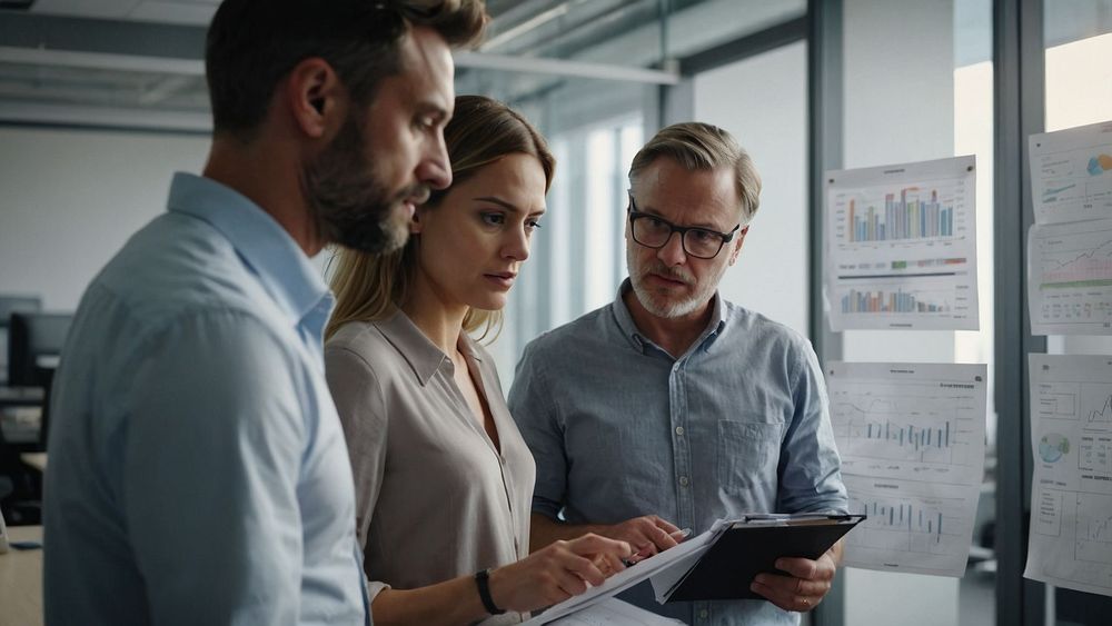 Monica, Sider and a HARPA AI lead stand by a laptop showing Chrome extension icons in a sleek office setting.