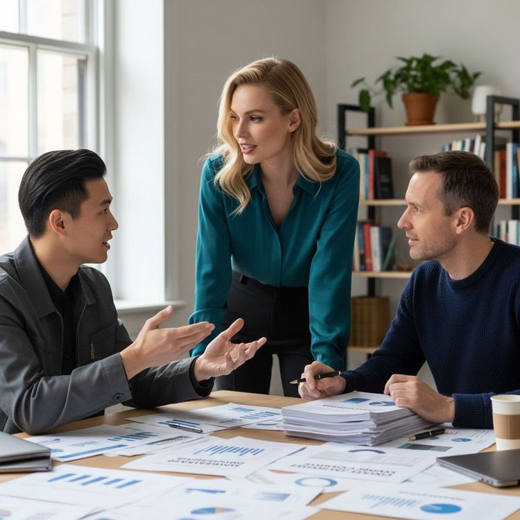 Anthropic lab: table, microphone and laptop screen showing Claude's avatar while a human interviewer sits opposite.