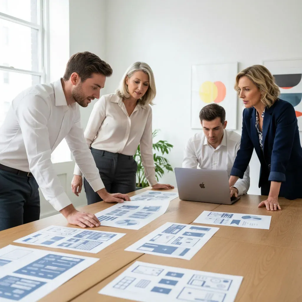 Microsoft exec unveils AI retail kiosk in a bright store aisle; nearby, a laptop displays Gmail’s upgraded Gemini badge.