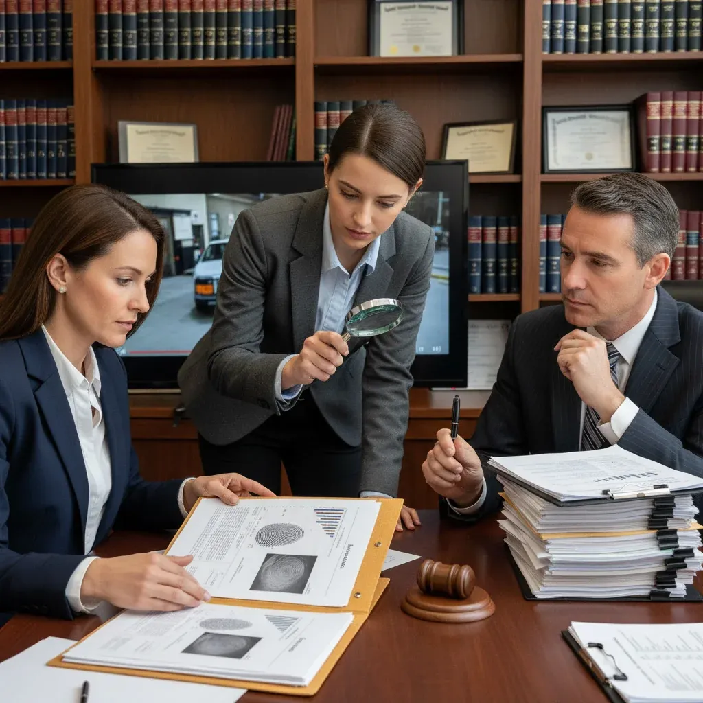 Mother of Elon Musk’s child in a courtroom, holding legal documents while a laptop shows a deepfake video, suing xAI.