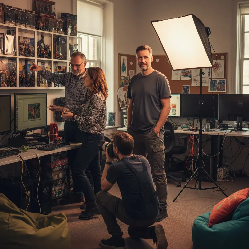 Nintendo superfan Zhang showcases the Buddyo AI Pod beside his Amiibo display, highlighting AI‑enhanced collection.