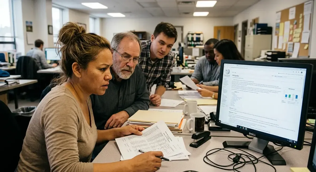 OpenAI agents editing Wikipedia, administrator cleaning up errors, AI-generated content, digital information.