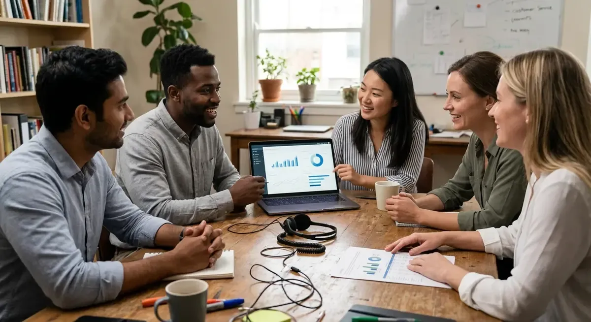 OpenAI's AI agents for customer service, featuring a diverse team collaborating on production-ready AI solutions.