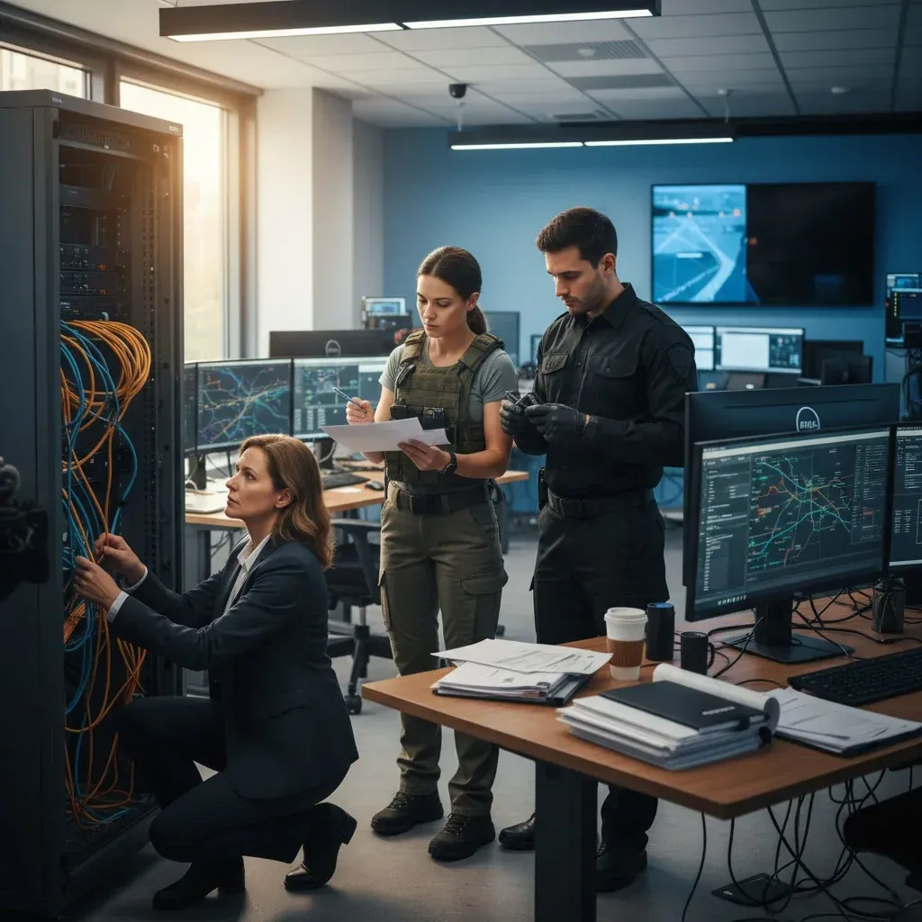 Oracle executives discuss AI transformation, abandoning legacy systems for cutting-edge AI innovation in a modern tech office