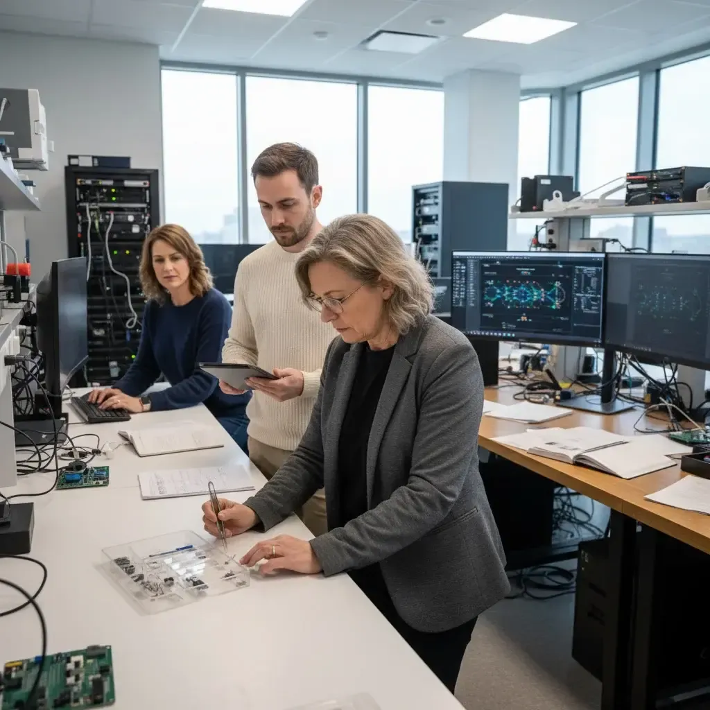 Editorial photo showing a person presenting a proposal for data probes to analyze how training data influences large language