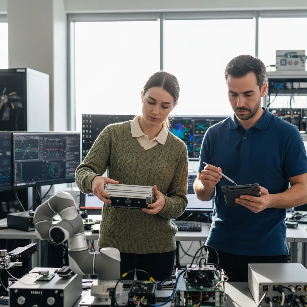 Lab scene with a computer screen showing a $20,000 reinforcement learning environment and icons for hundreds of tasks.
