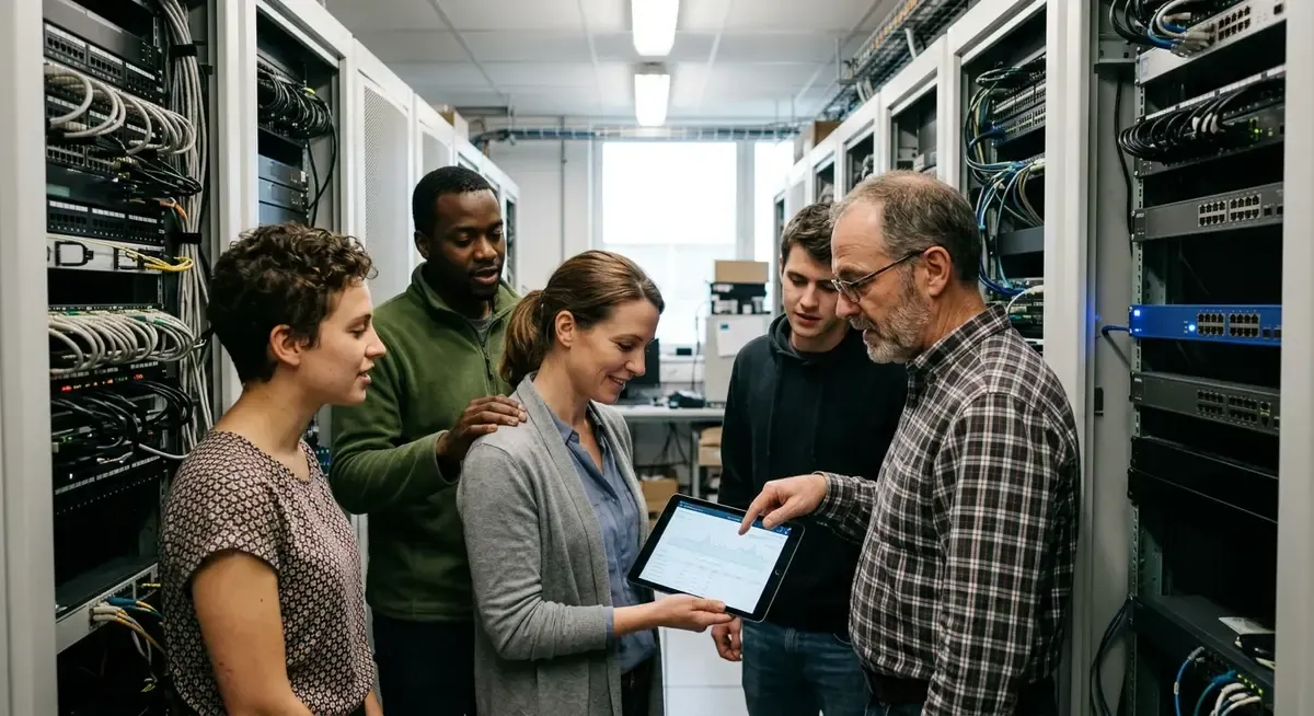 SAM Network AI agents self-configuring nodes, optimizing network performance and data flow.
