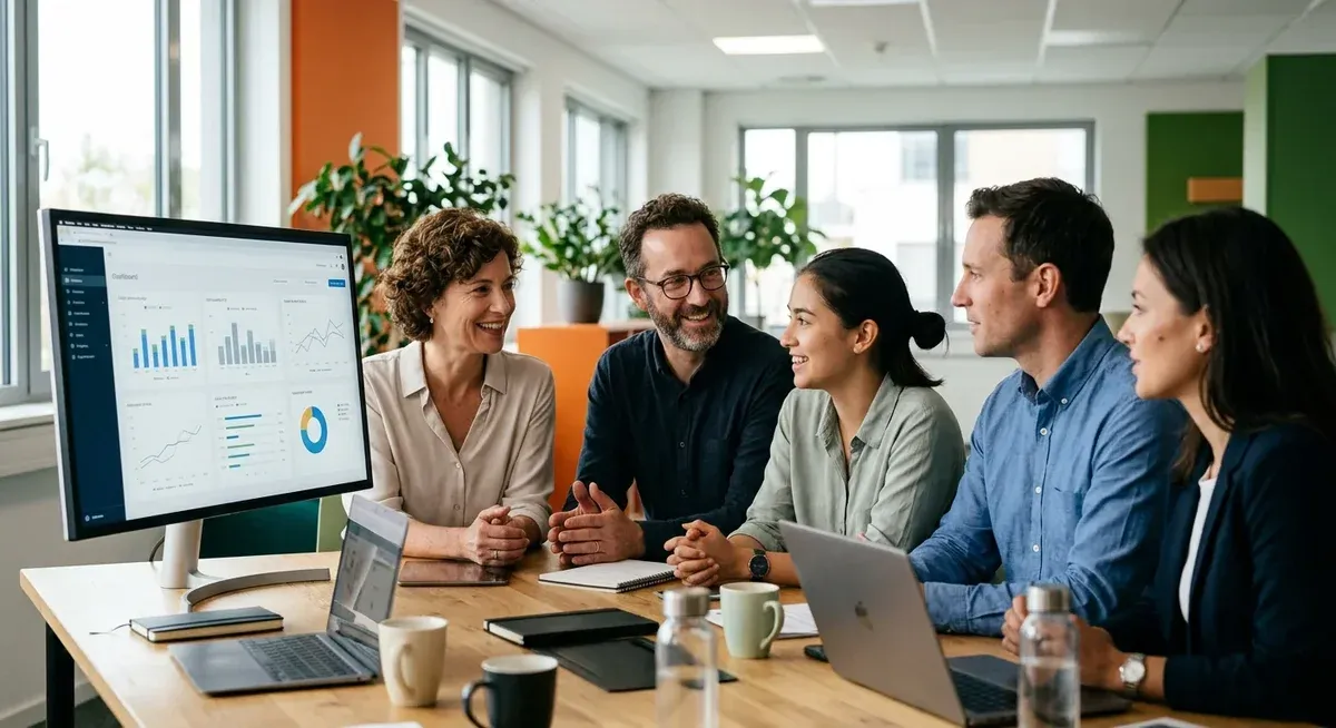 Schneider Electric's AI Hub: diverse team collaborating on 60+ AI agents, innovative technology, digital transformation.