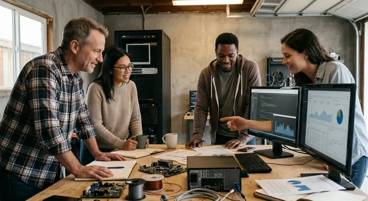 Dark, shadowy figures in a server room, symbolizing unseen AI agents operating without oversight.