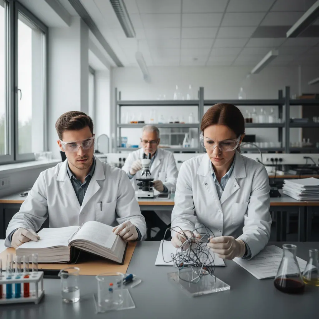 Researchers analyze AI retrieval methods comparing diverse model formats in a modern lab setting, exploring advanced techniqu